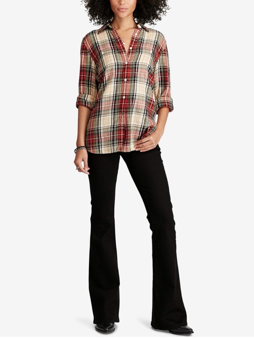 Denim & Supply Ralph Lauren Utility‎ Plaid Shirt Retro 90s Inspired Red Gold